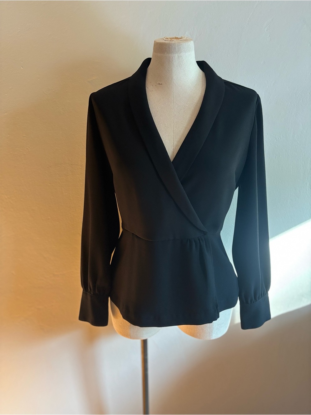 J.CREW Drapey faux-wrap top 365 crepe black 4